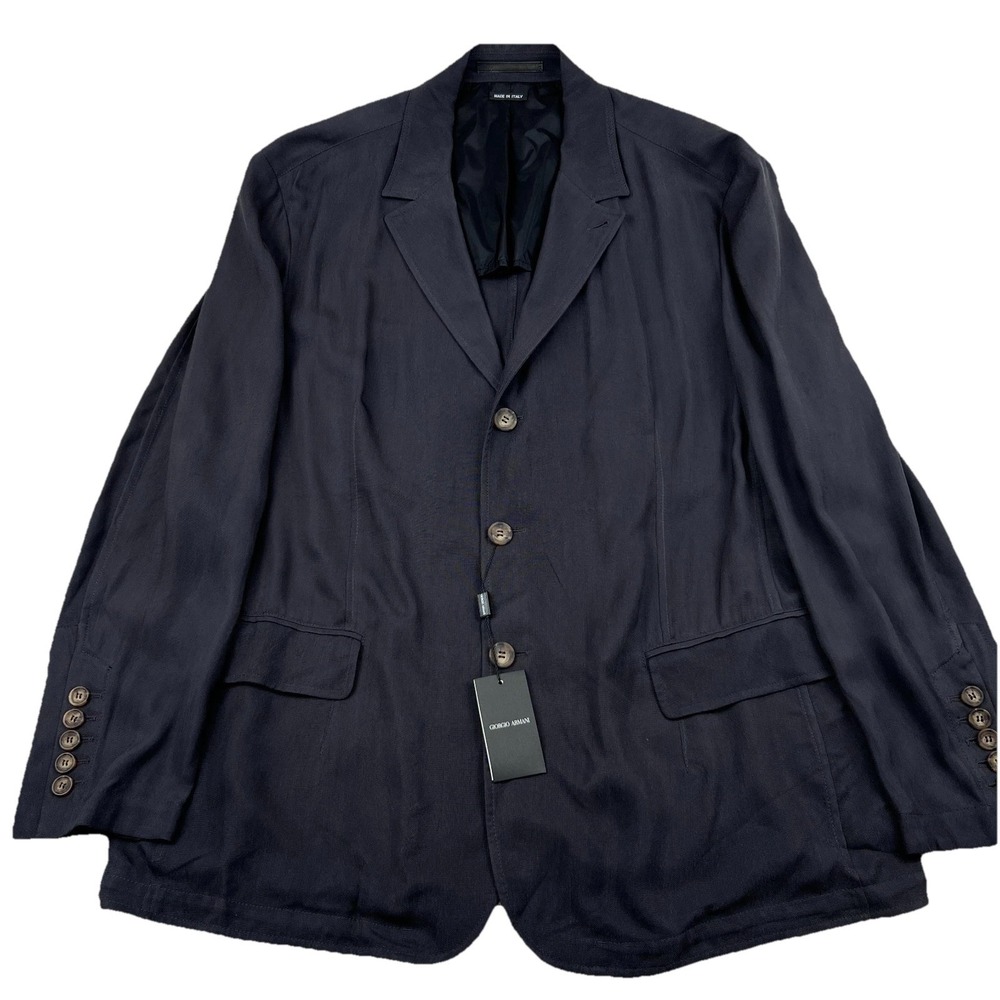 Giorgio Armani Blazer Jacket 60EU/50US Navy Notch Lapel Wool Cupro NWT MSRP 1795